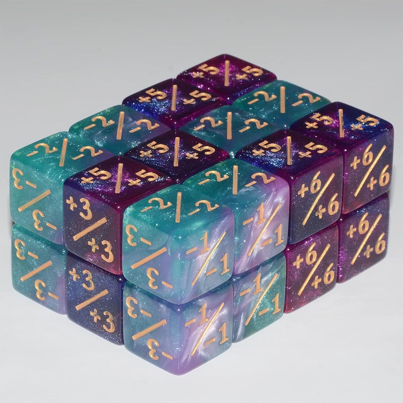 Anduin Wind Six Sided Dice Set, 24Pieces Galaxy Counter Dice Token Dice Tracking Counter for MTG CCG Card Gaming - Image 2
